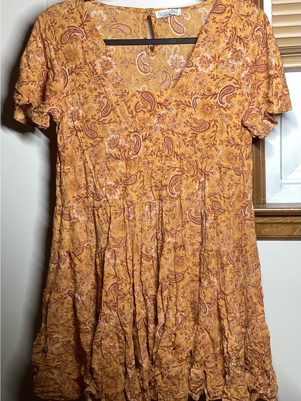 Patrons of Peace Mustard Paisley Mini Dress